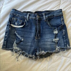 SHEIN Blue Distressed Jean Shorts